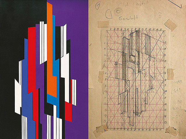 Aracely Gilbert. Manhattan, 1985. Acrylic on canvas and sketch. Blomberg Fond, Araceli Gilbert Sobfund.