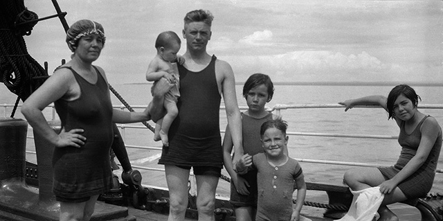 Robinson Perez family on board, ca. 1920.